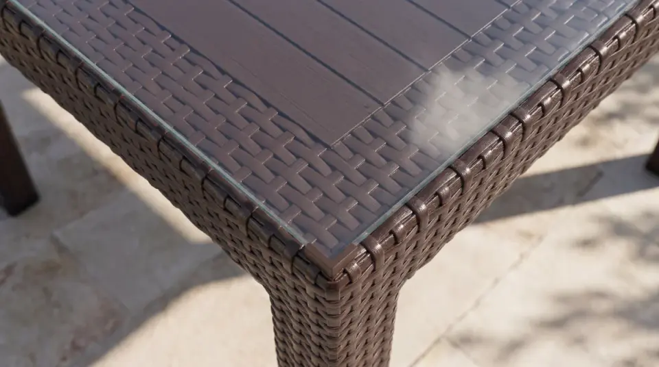 Rattan Masa Kahve - Camlı - 90x150