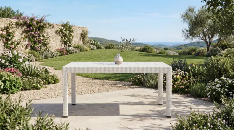Rattan Masa Beyaz - Camsız - 90x150