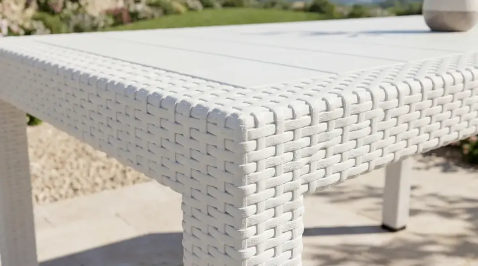 Rattan Masa Beyaz - Camsız - 90x150