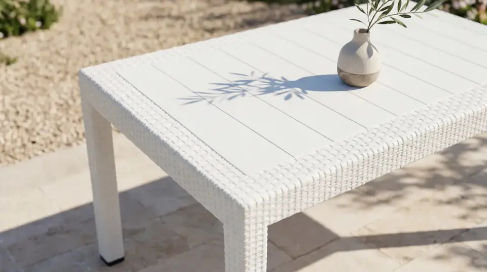 Rattan Masa Beyaz - Camsız - 90x150