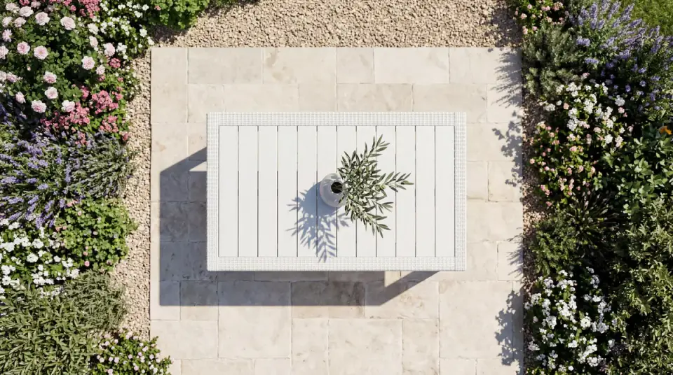 Rattan Masa Beyaz - Camsız - 90x150