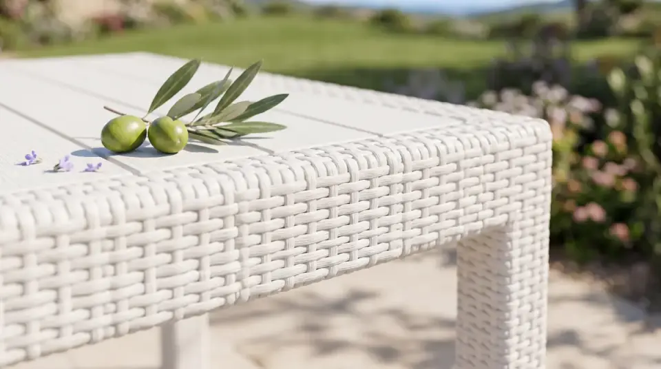 Rattan Masa Beyaz - Camsız - 90x150