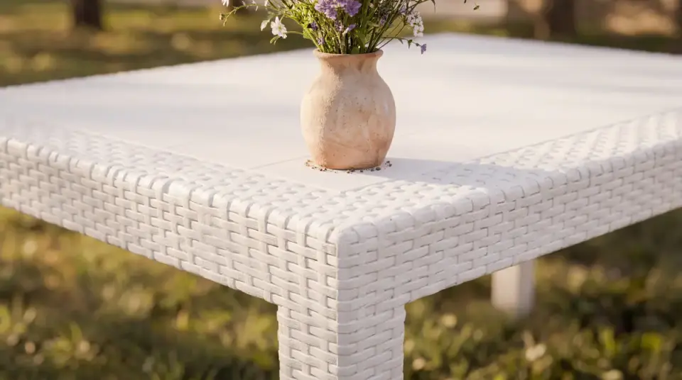 Rattan Large Masa Takımı Beyaz - Camsız
