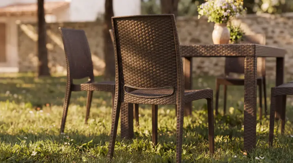 Rattan Large Masa Takımı Kahve - Camsız