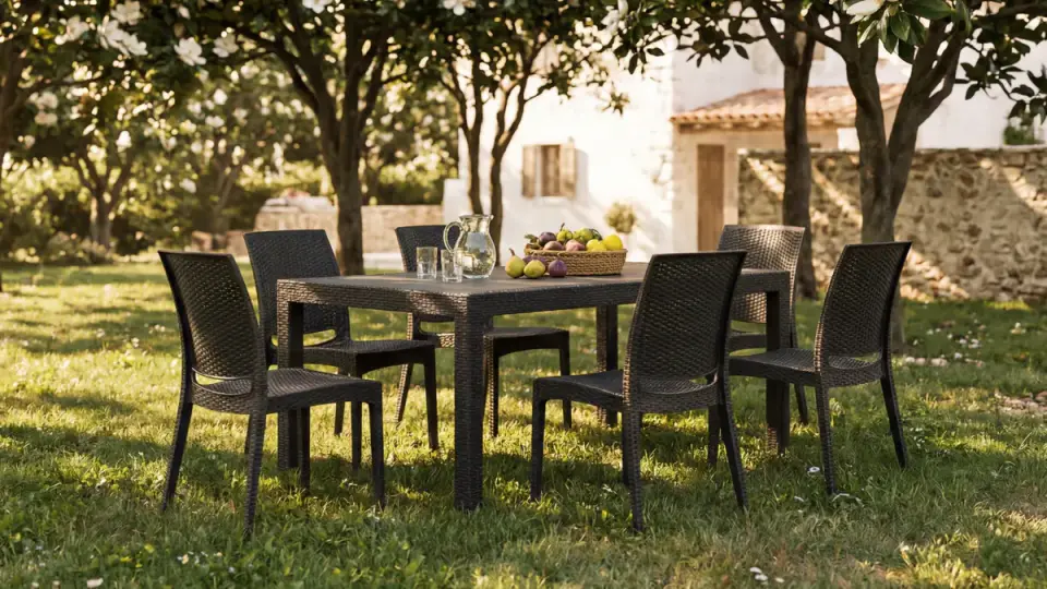 Rattan Large Masa Takımı Antrasit  - Camsız