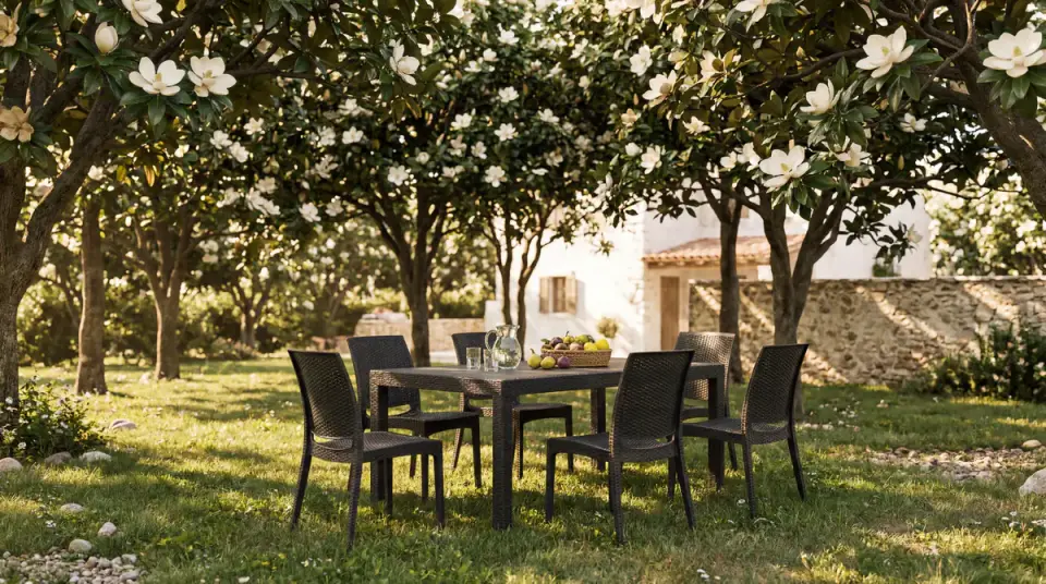 Rattan Large Masa Takımı Antrasit  - Camsız