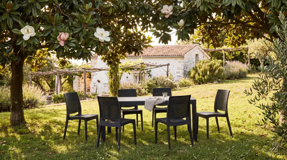 Rattan Large Masa Takımı Antrasit  - Camsız