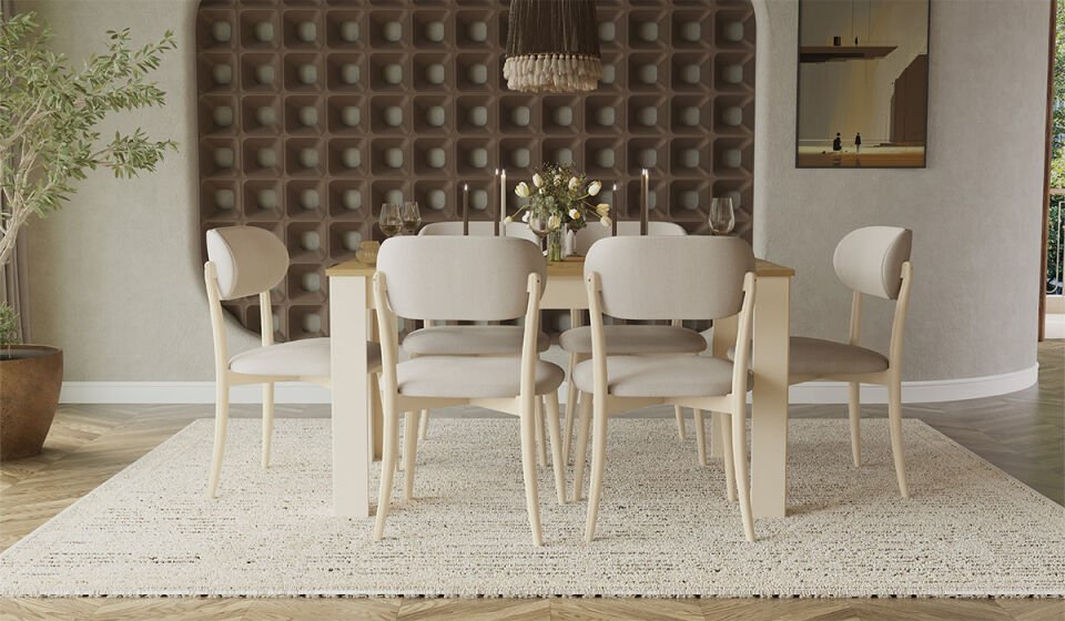 Eco Bohem Masa + 6 Adet Sandalye Takımı - Aytaşı