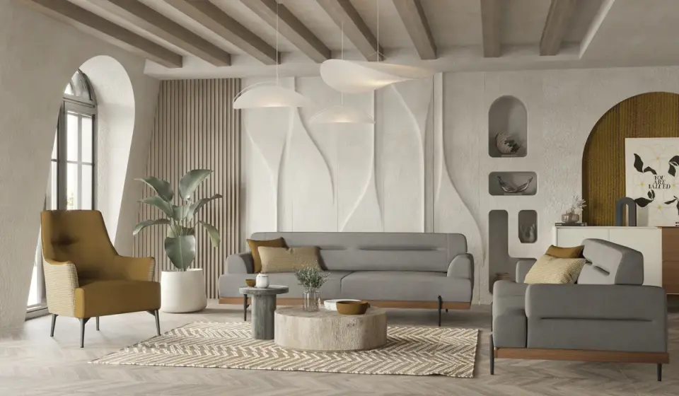 Linen Koltuk Takımı - Gri Kampanyalı 3+3+1